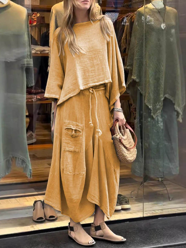 SABRINA | CHIC LINEN TWO-PIECE SET WITH POCKETS