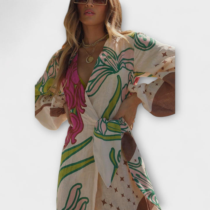 SHARON | RELAXED TIE TUNIC MAXI DRESS