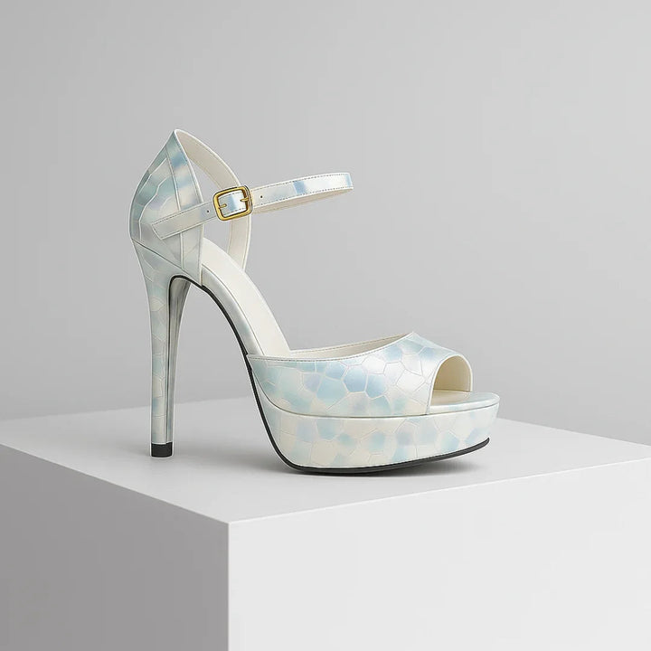 ELARA | LUXE IRIDESCENT HONEYCOMB PLATFORM HEELS
