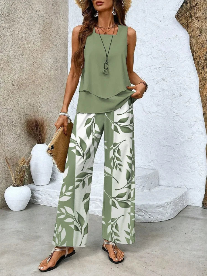 OVELYNRA | CHIC SLEEVELESS TWO-PIECE SET