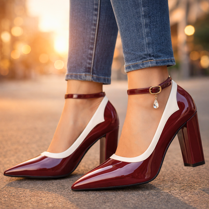 VIOLETTA | LUXE CRYSTAL-CHARM POINTED BLOCK HEELS
