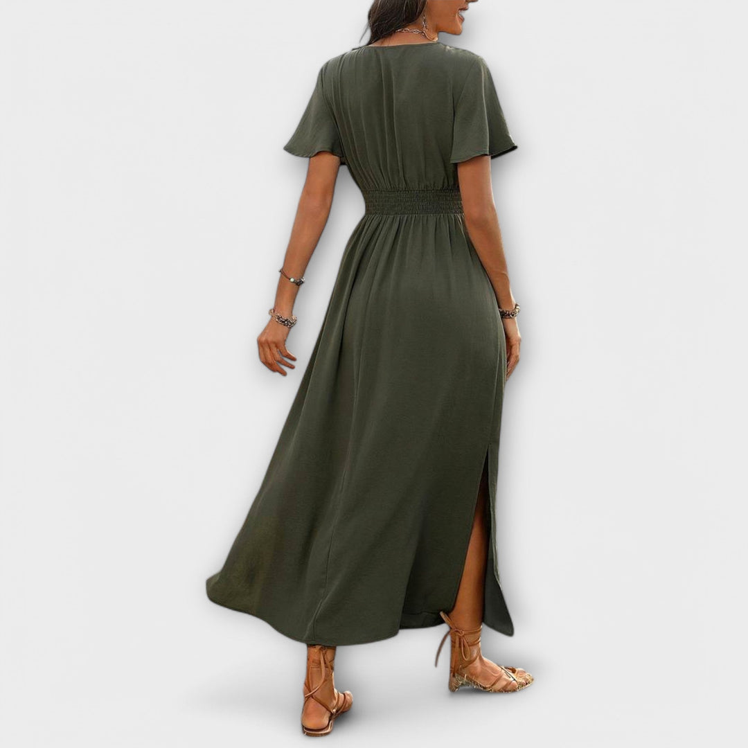 JOYCE | ELEGANT BOHO V-NECK DRESS