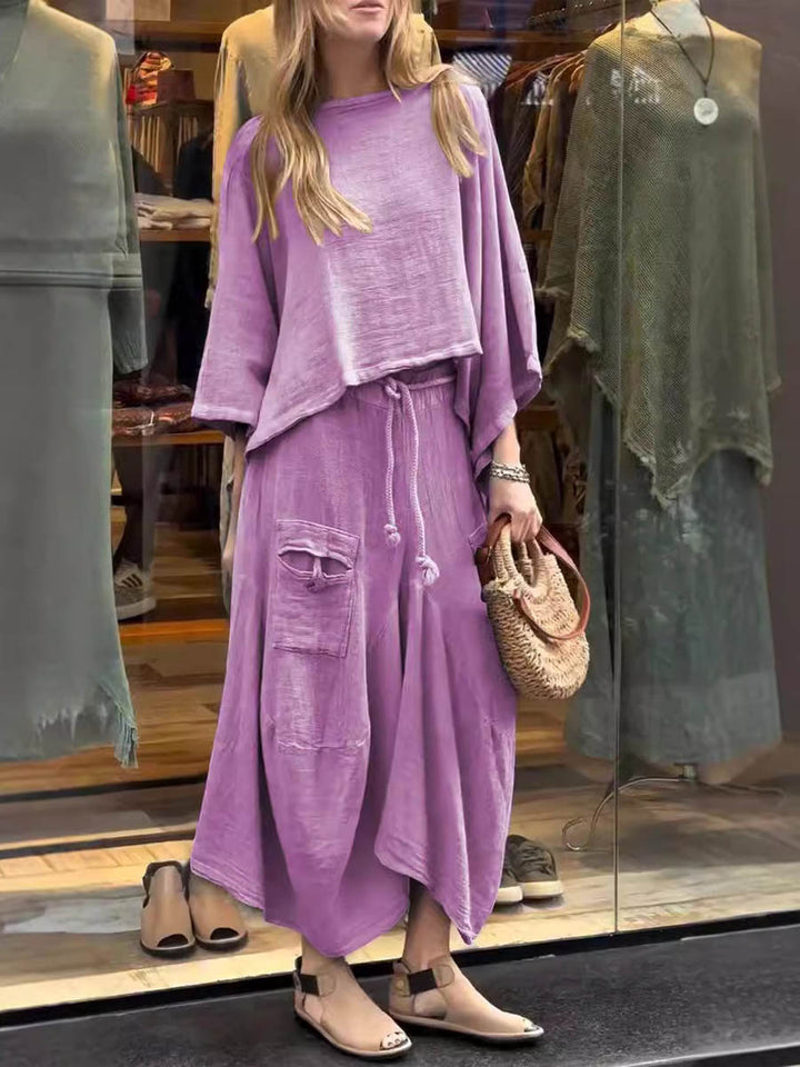 SABRINA | CHIC LINEN TWO-PIECE SET WITH POCKETS