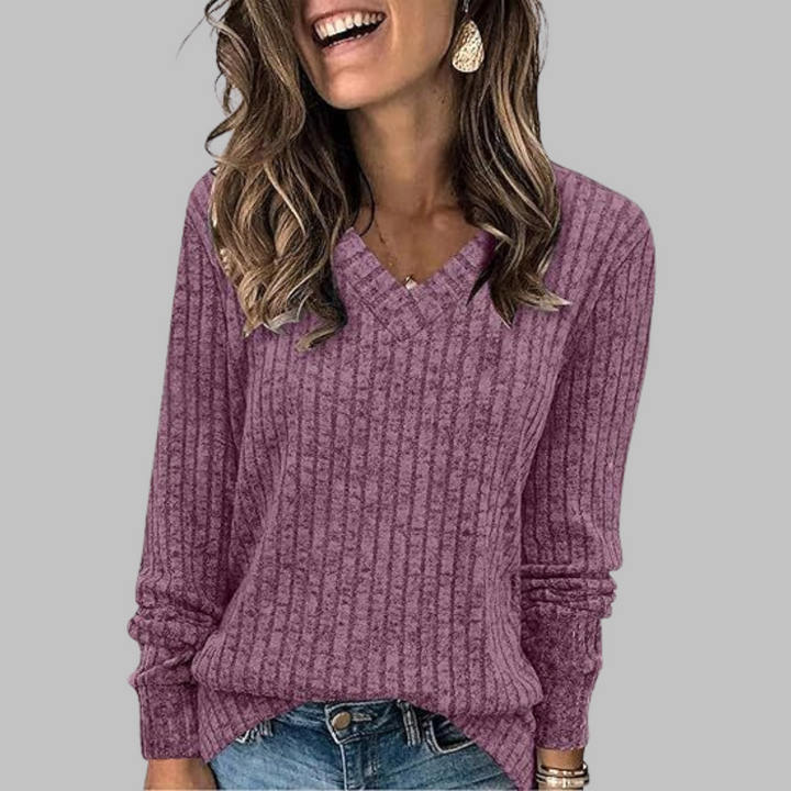 DERI | LUXE COMFY V-NECK LONG SLEEVE TOP