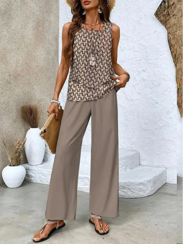 OVELYNRA | CHIC SLEEVELESS TWO-PIECE SET
