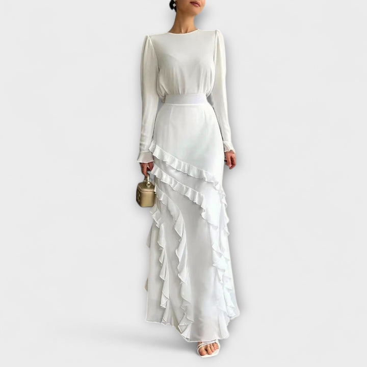 YVETTE | ELEGANT RUFFLED LONG DRESS