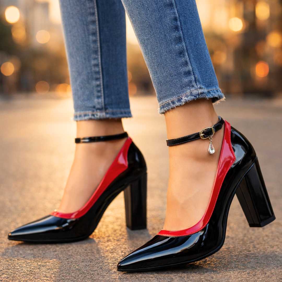 VIOLETTA | LUXE CRYSTAL-CHARM POINTED BLOCK HEELS