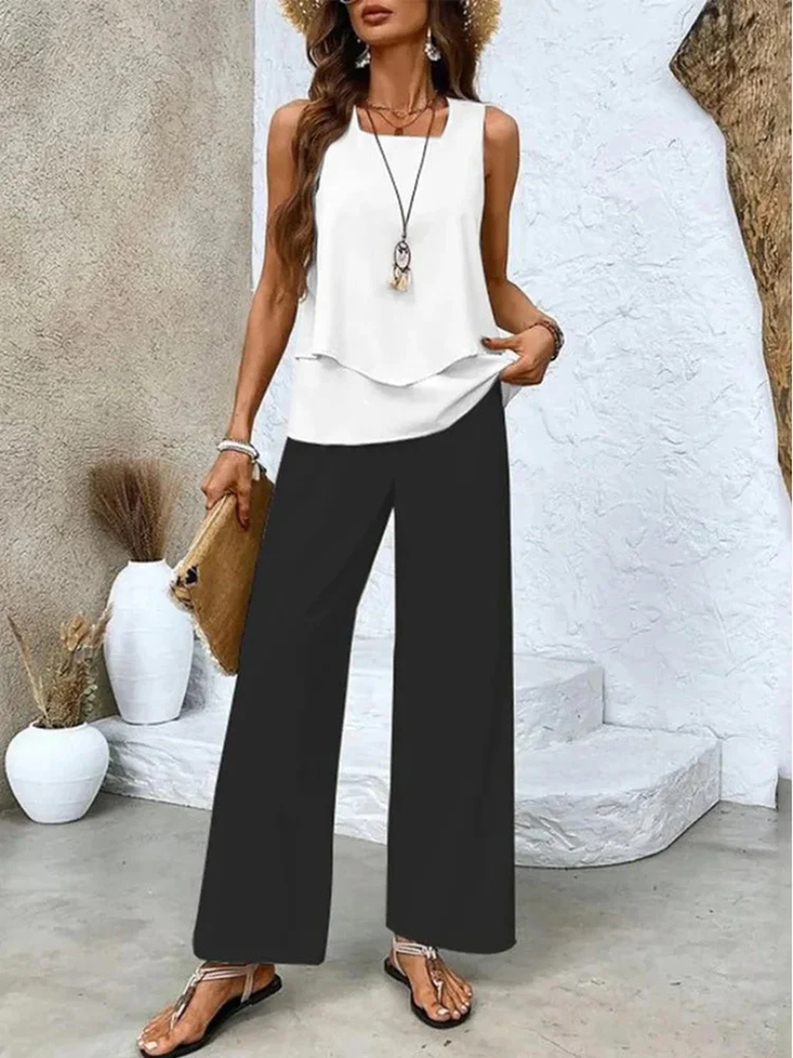 OVELYNRA | CHIC SLEEVELESS TWO-PIECE SET