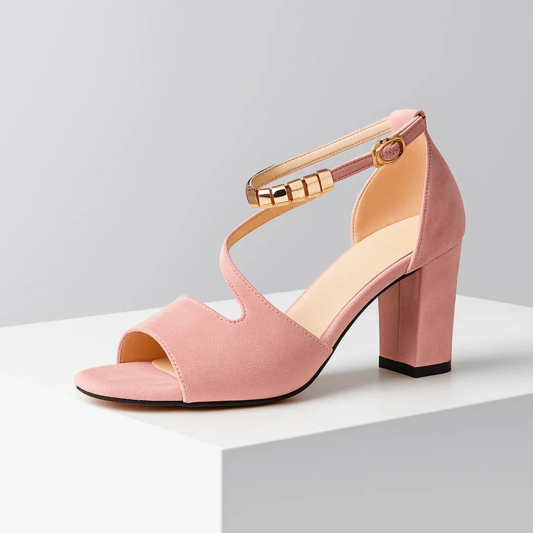 ALESSIA | LUXE GOLD-ACCENT ORTHOPEDIC BLOCK HEELS