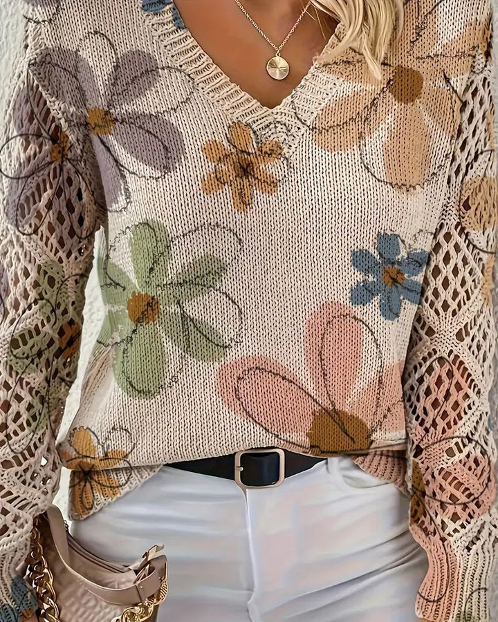 SAMANTHA | ELEGANT V-NECK OPENWORK KNIT JUMPER