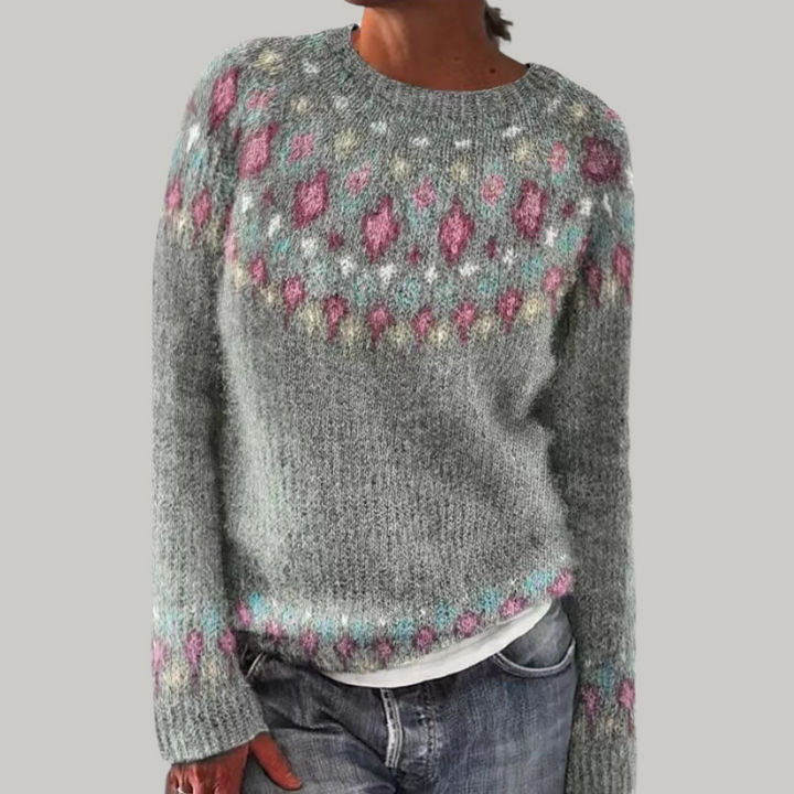 BRIANNA | RELAXED PATTERNED KNIT SWEATER WITH TUMMY COVERAGE