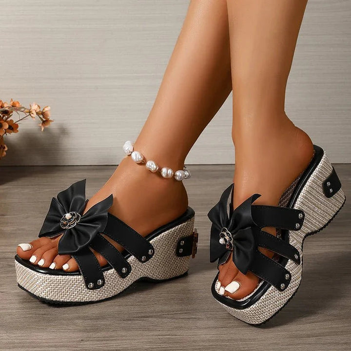 ISLA | LUXE JEWELED BOW PLATFORM SLIP-ONS