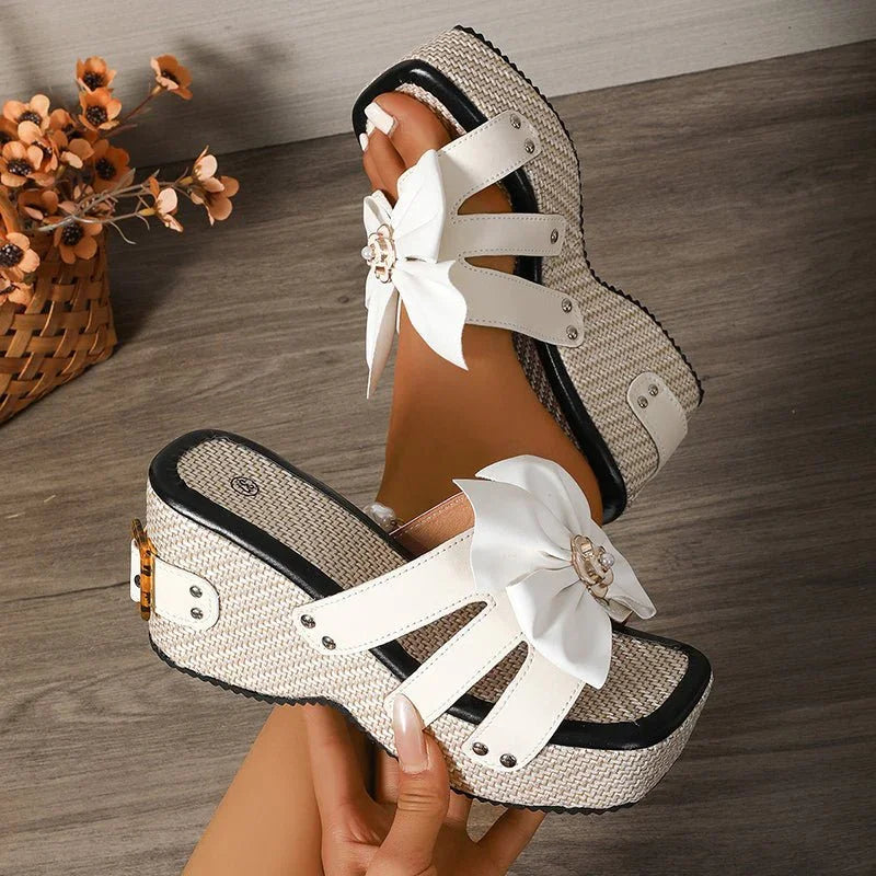 ISLA | LUXE JEWELED BOW PLATFORM SLIP-ONS