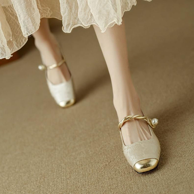 COLETTE | LUXE PEARL-STRAP VINTAGE PUMPS