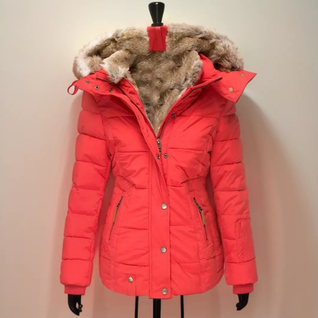 ELEANOR | ELEGANT FAUX FUR HOODED PUFFER JACKET