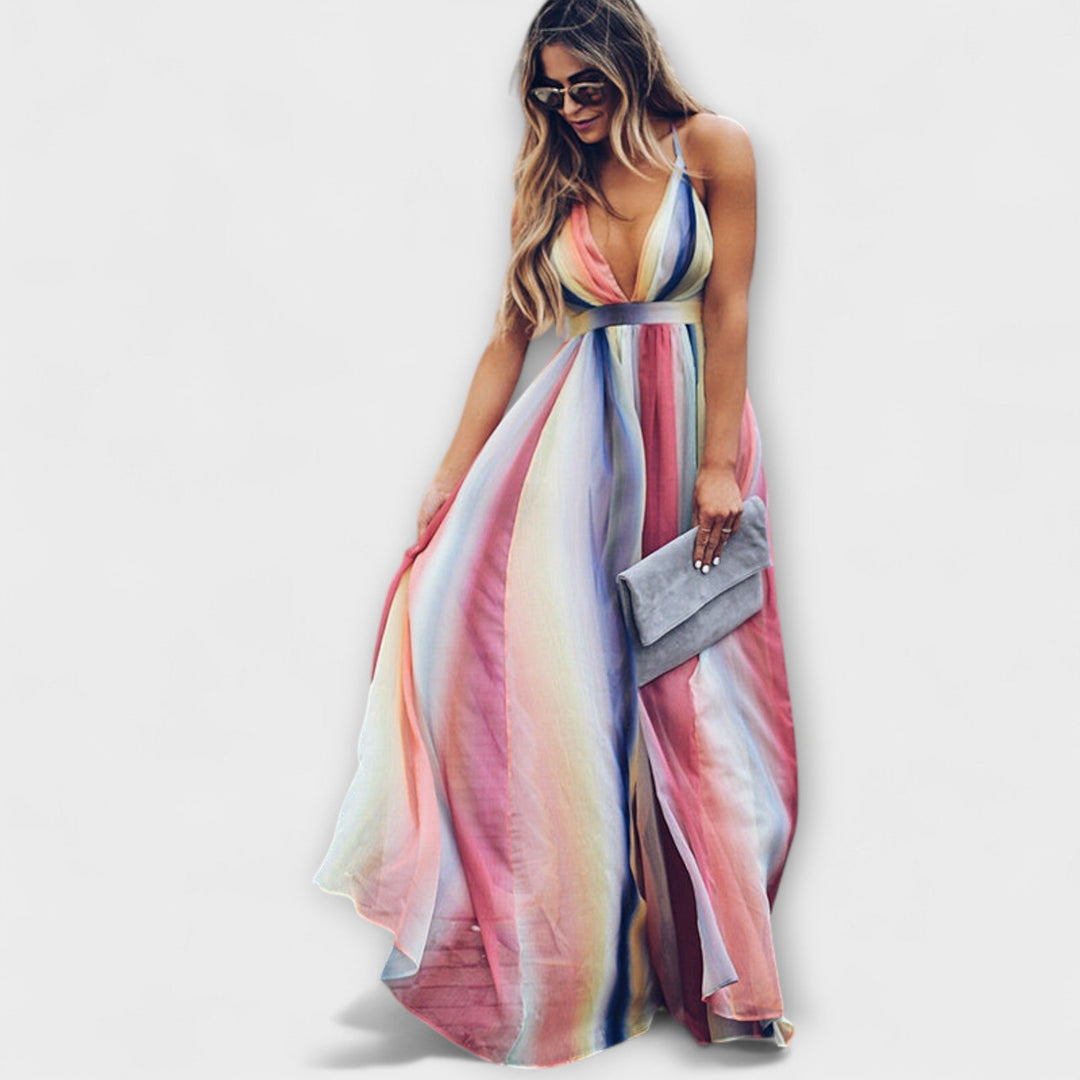TAMARA | RELAXED STRIPED V-NECK DRESS