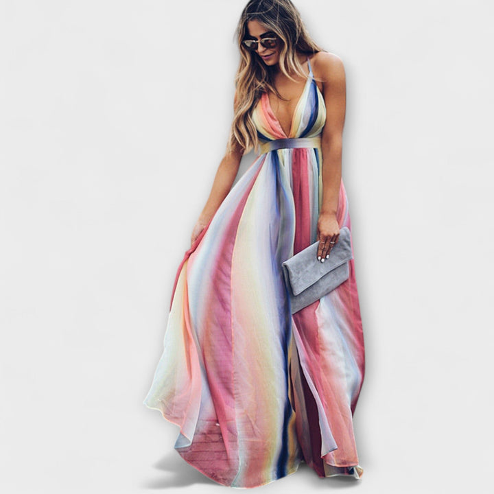 TAMARA | RELAXED STRIPED V-NECK DRESS