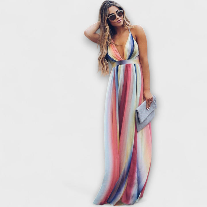 TAMARA | RELAXED STRIPED V-NECK DRESS