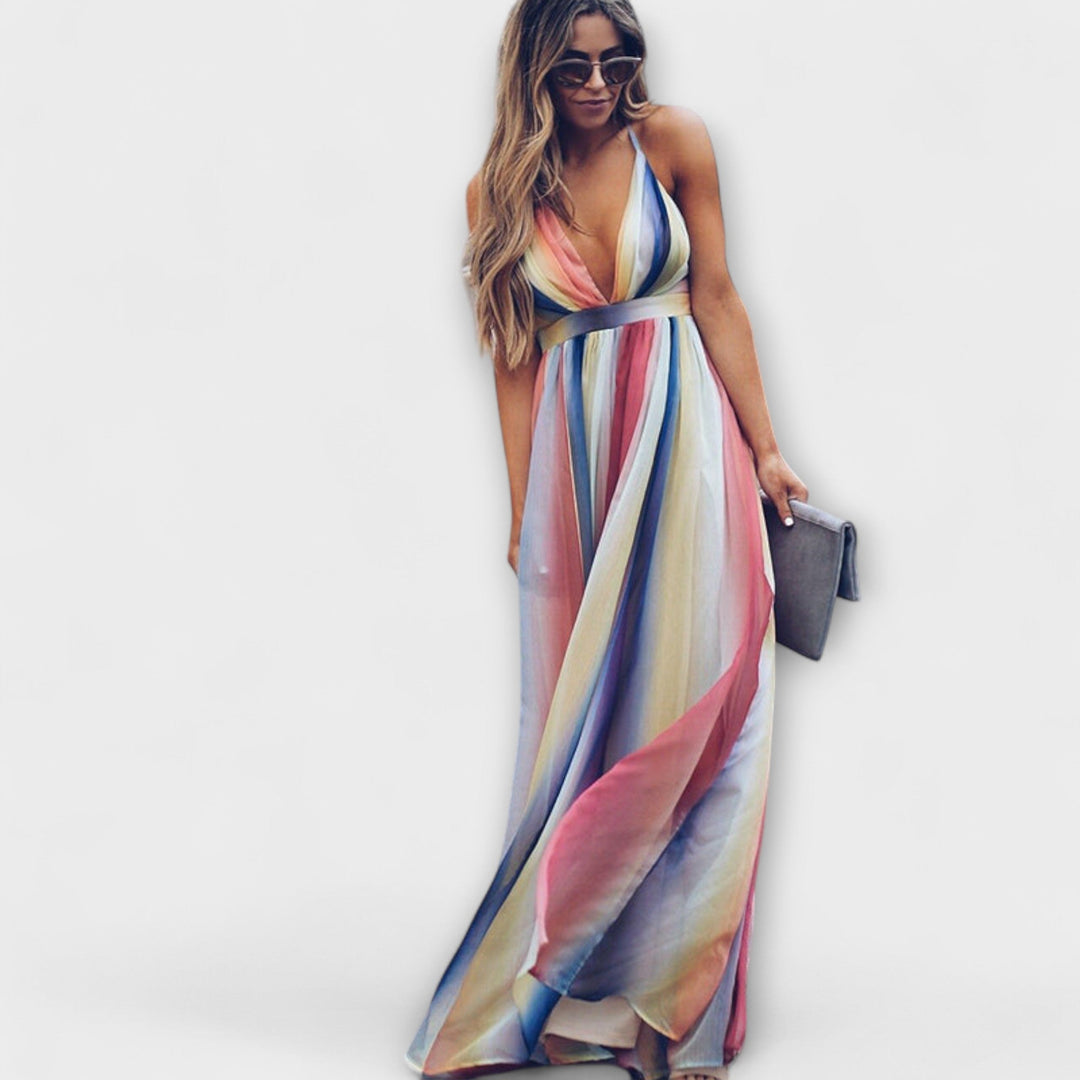 TAMARA | RELAXED STRIPED V-NECK DRESS