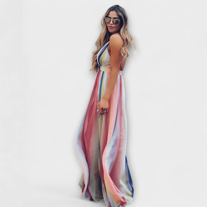 TAMARA | RELAXED STRIPED V-NECK DRESS