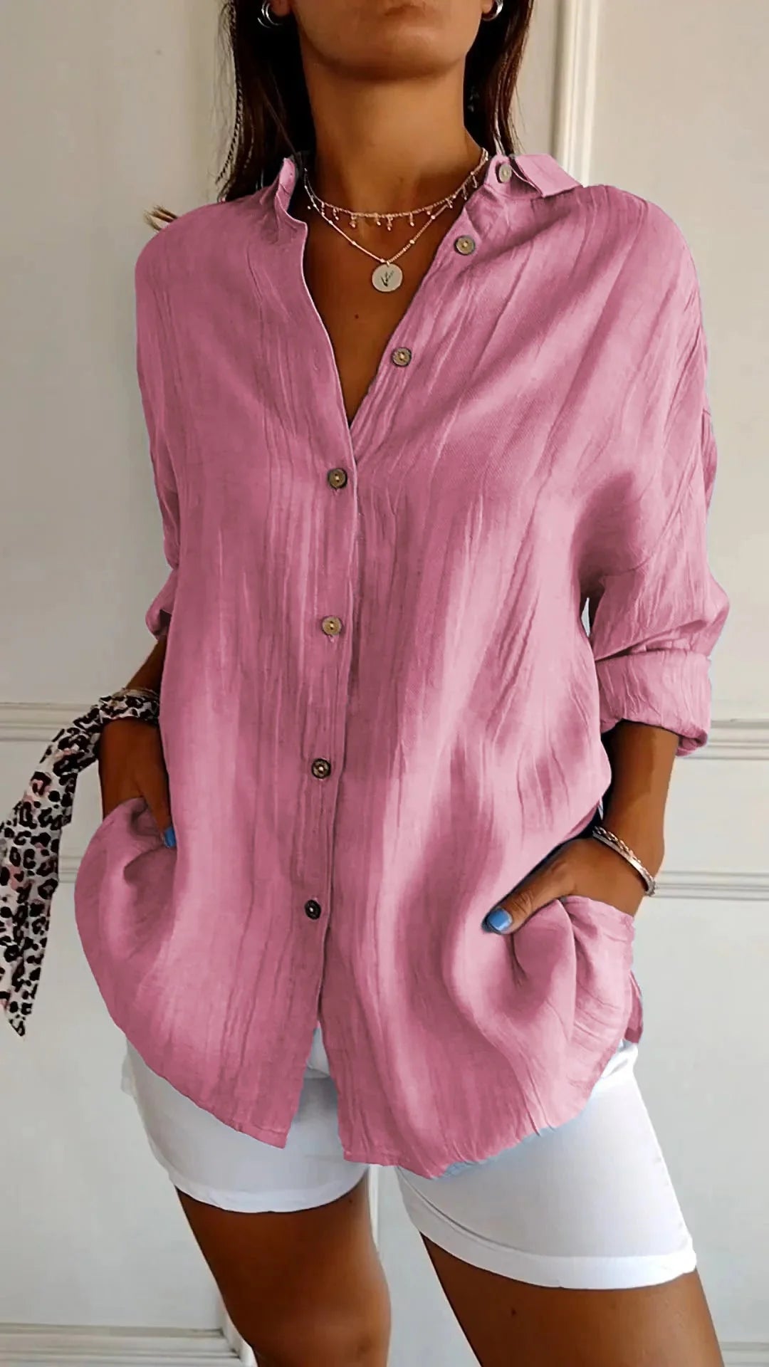 ELISE | RELAXED BUTTON SHIRT WITH TUMMY COVERAGE