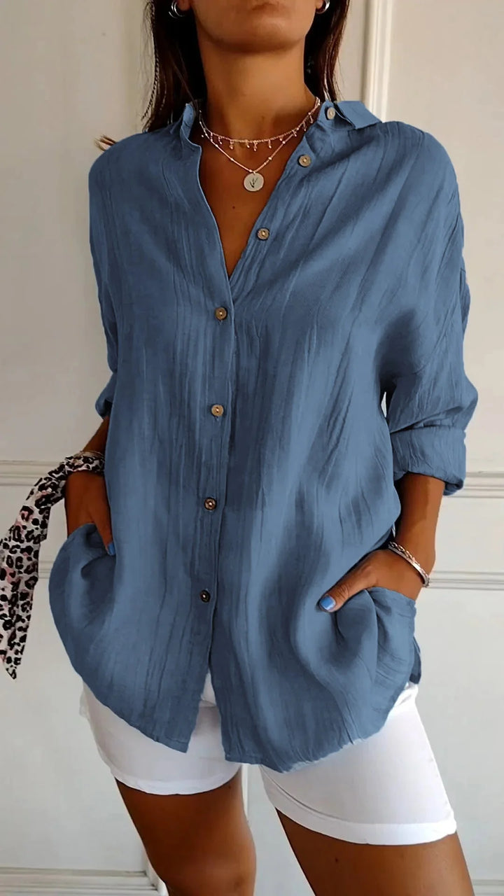 ELISE | RELAXED BUTTON SHIRT WITH TUMMY COVERAGE