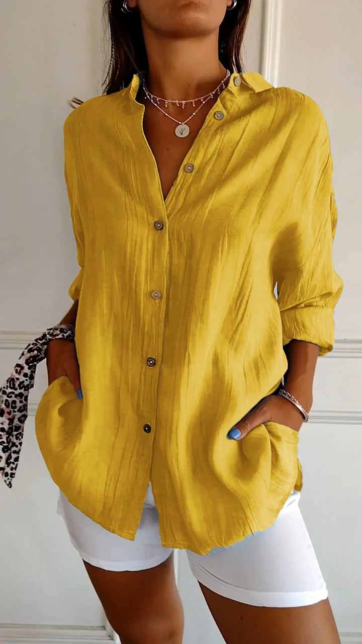 ELISE | RELAXED BUTTON SHIRT WITH TUMMY COVERAGE