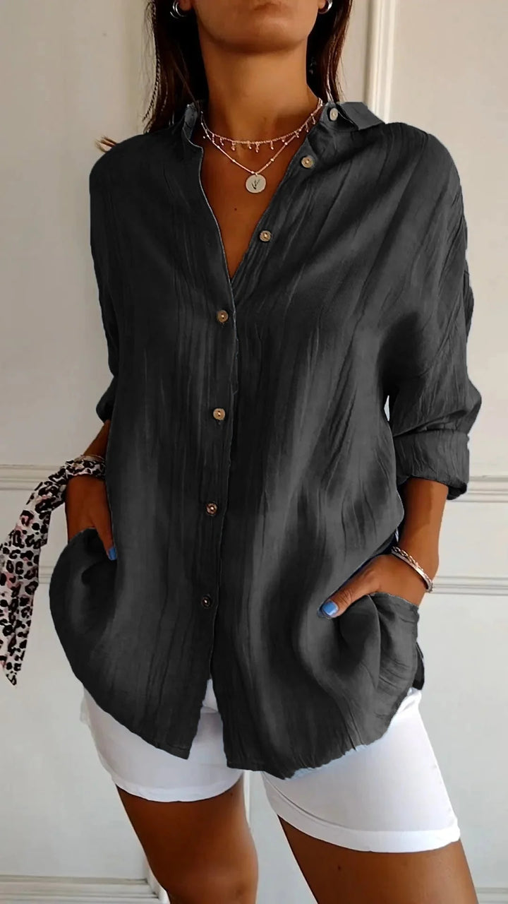 ELISE | RELAXED BUTTON SHIRT WITH TUMMY COVERAGE