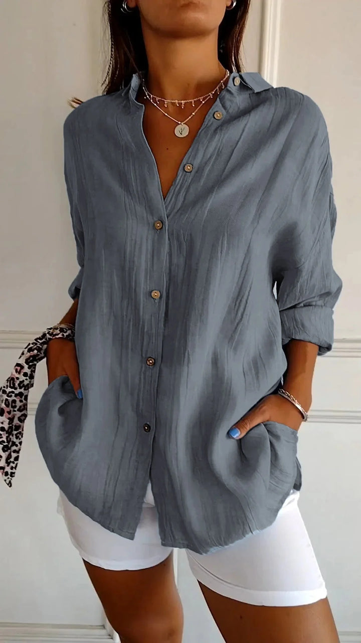 ELISE | RELAXED BUTTON SHIRT WITH TUMMY COVERAGE