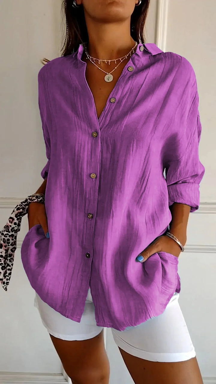 ELISE | RELAXED BUTTON SHIRT WITH TUMMY COVERAGE