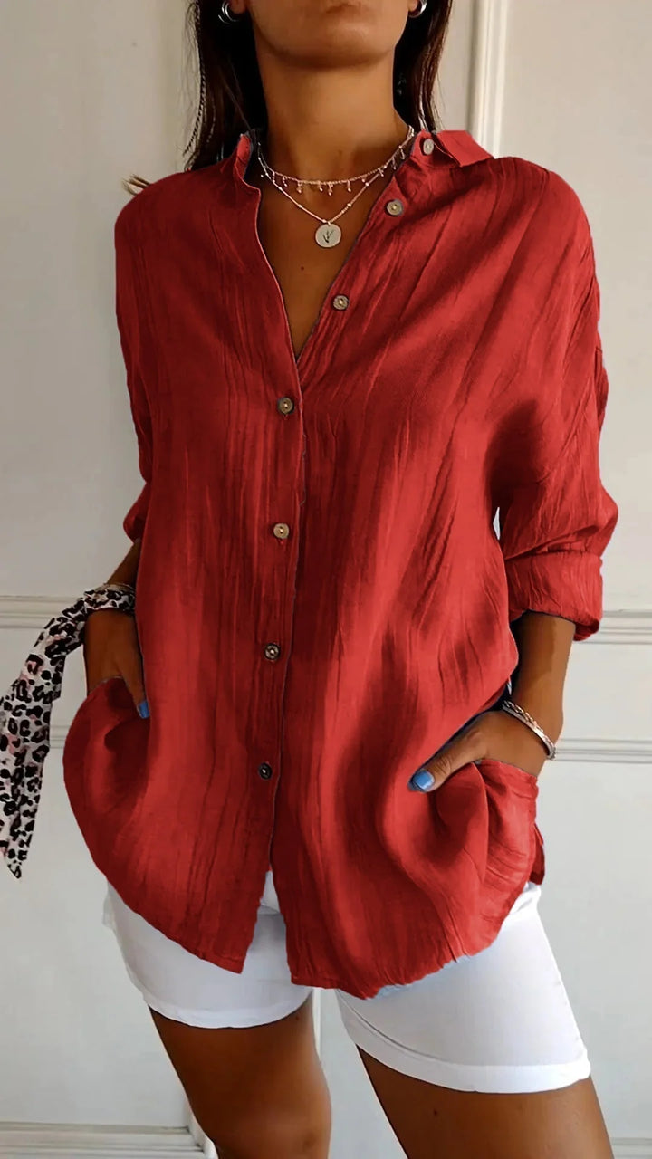 ELISE | RELAXED BUTTON SHIRT WITH TUMMY COVERAGE