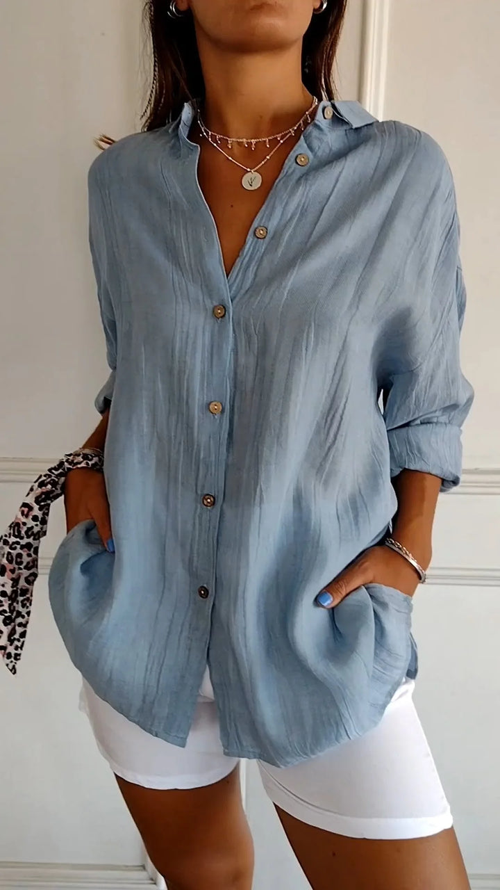 ELISE | RELAXED BUTTON SHIRT WITH TUMMY COVERAGE