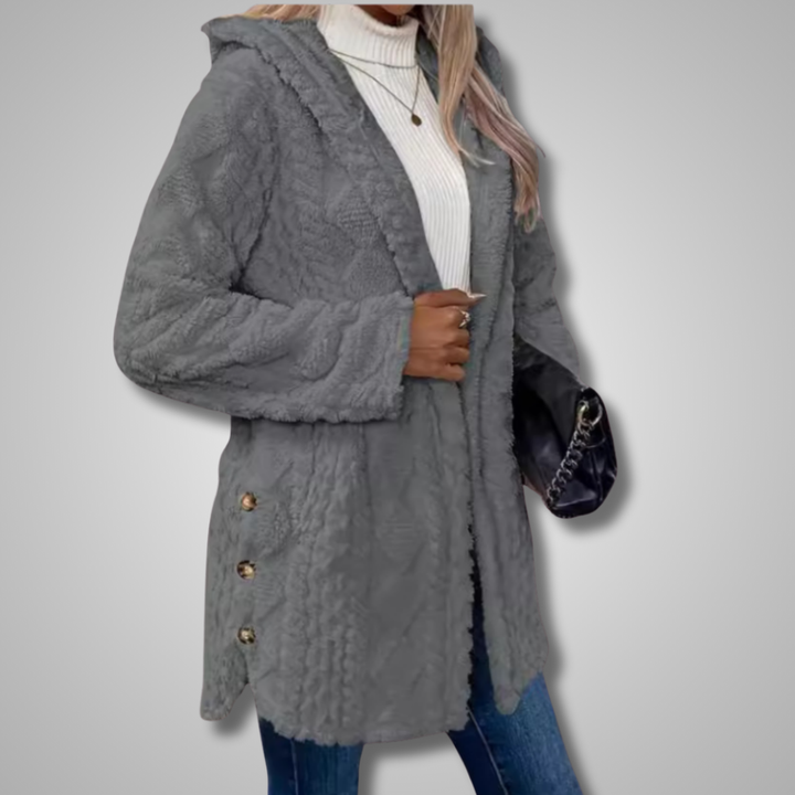 MADISON | COZY HOODED BUTTON CARDIGAN JACKET WITH TUMMY COVERAGE