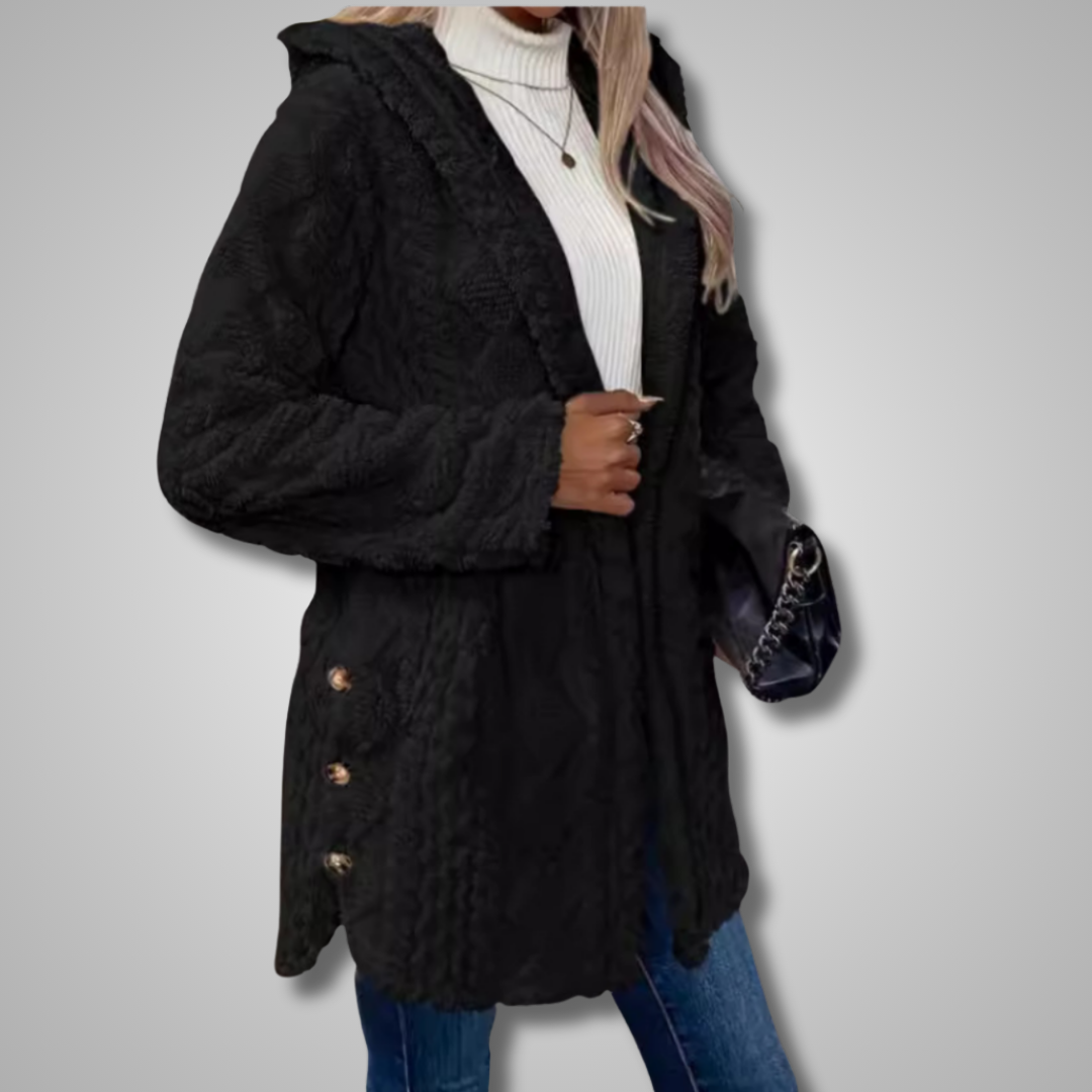 MADISON | COZY HOODED BUTTON CARDIGAN JACKET WITH TUMMY COVERAGE
