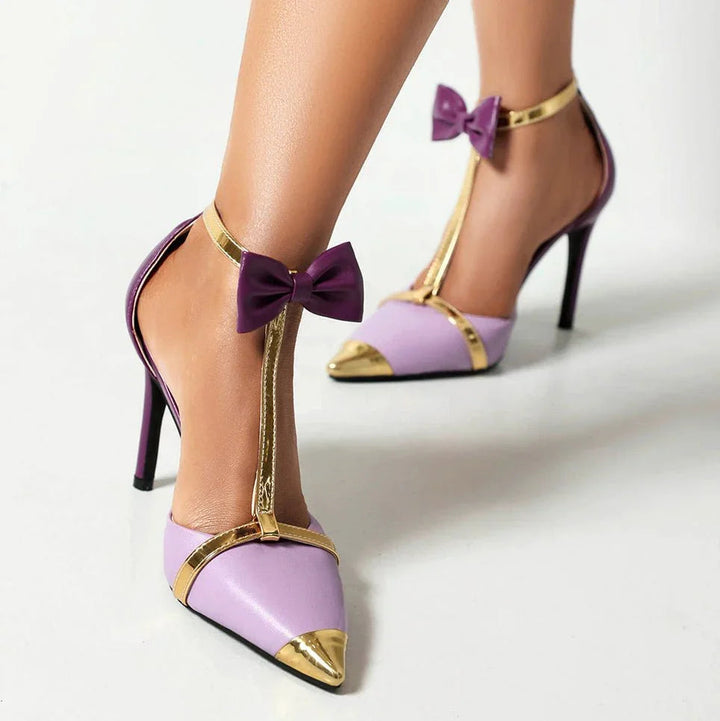 AURELIA | LUXE SATIN BOW T-STRAP STILETTO HEELS