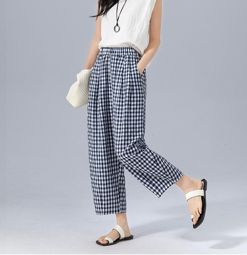 CHELSEA | CHIC GINGHAM RELAXED TROUSERS