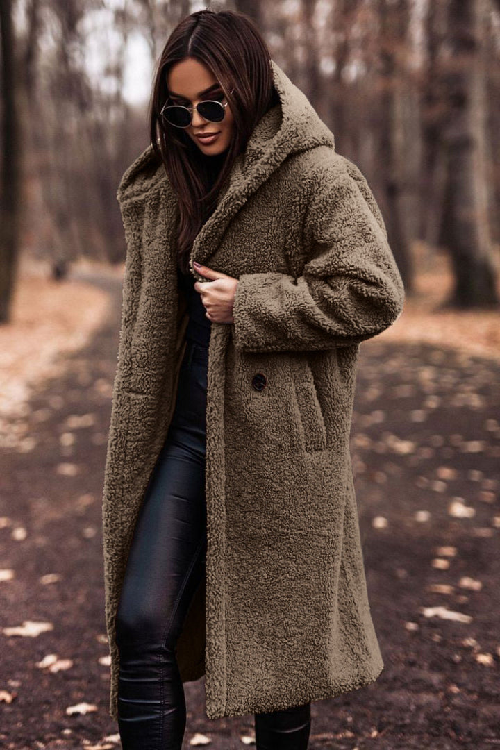 DENISE | COZY LONG TEDDY COAT WITH HOOD