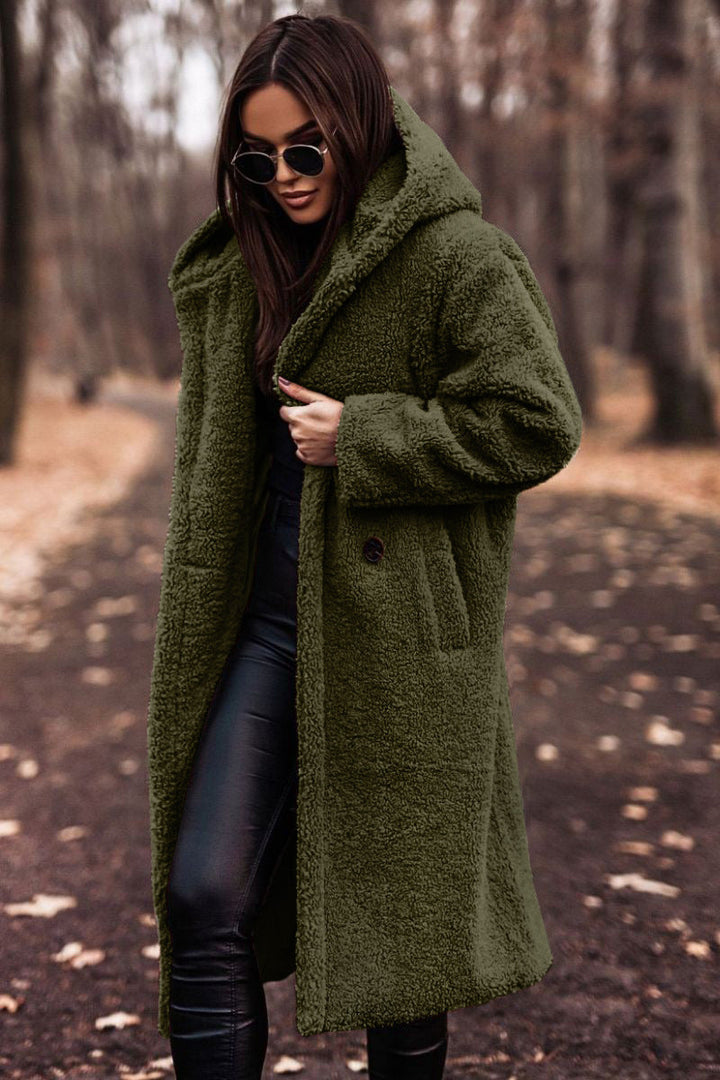 DENISE | COZY LONG TEDDY COAT WITH HOOD