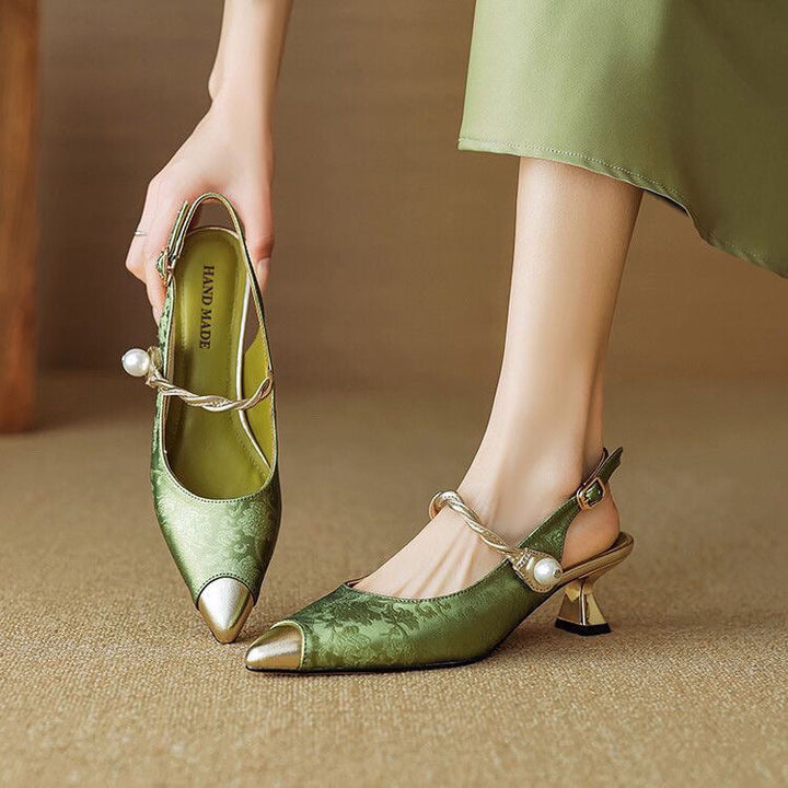 AURORA | LUXE VINTAGE PEARL KITTEN HEELS