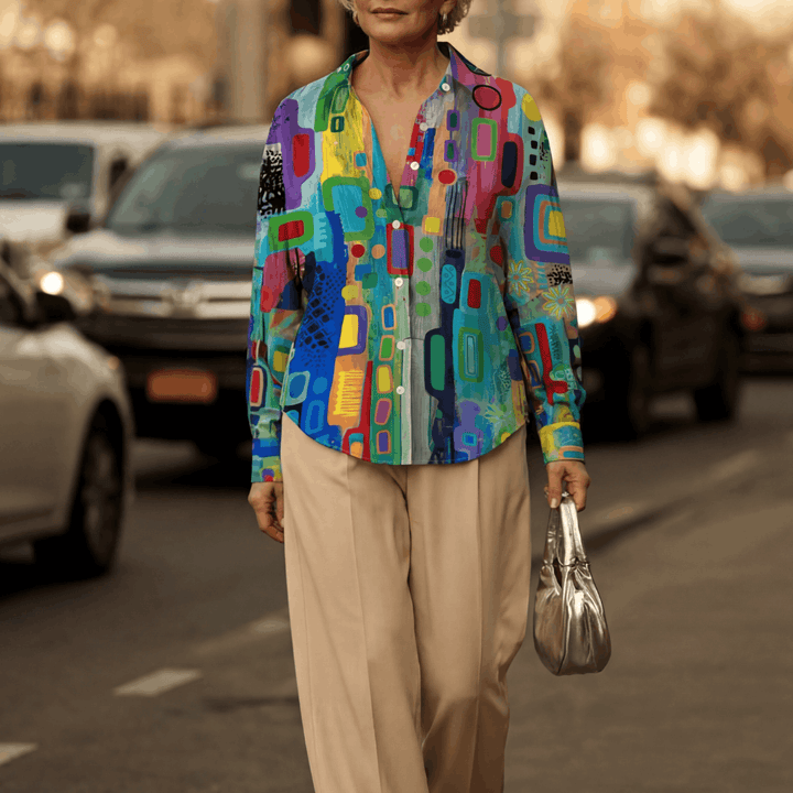 RACHEL | LUXE GEOMETRIC PATTERN BLOUSE