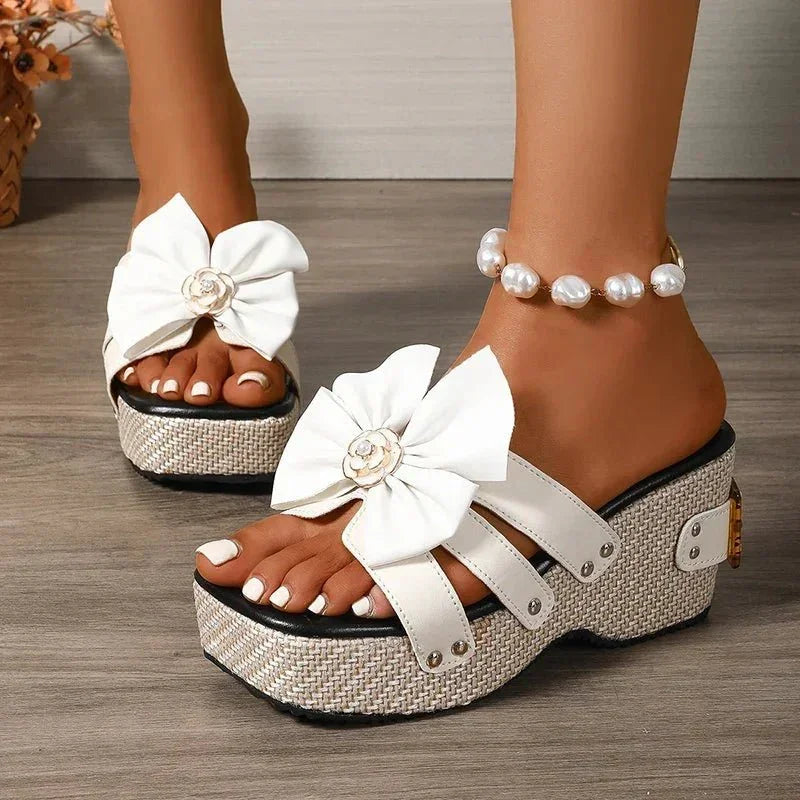 ISLA | LUXE JEWELED BOW PLATFORM SLIP-ONS