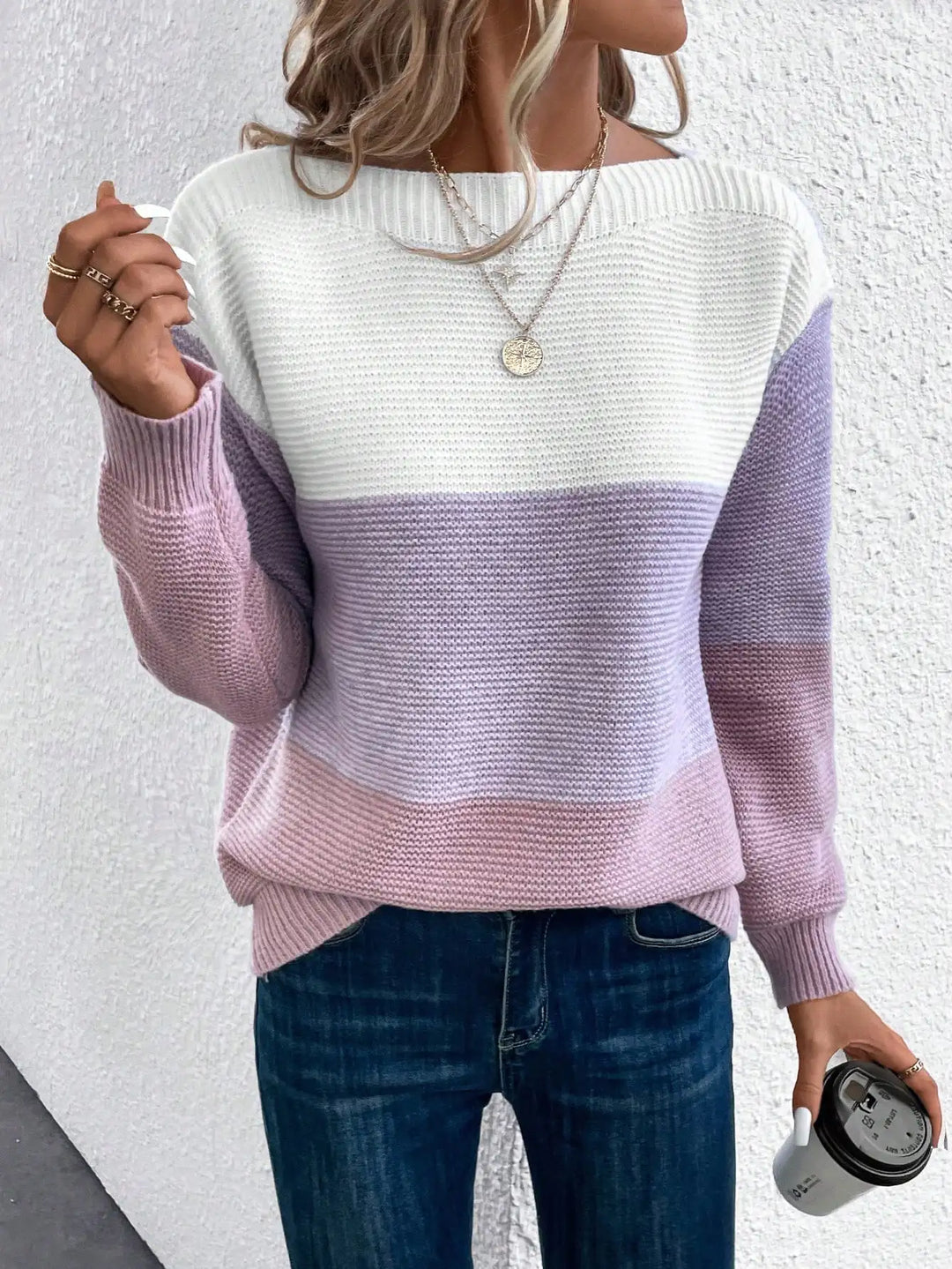 NATALIE | COZY RELAXED OMBRÉ KNIT JUMPER WITH TUMMY COVERAGE