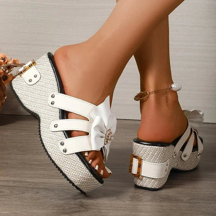 ISLA | LUXE JEWELED BOW PLATFORM SLIP-ONS