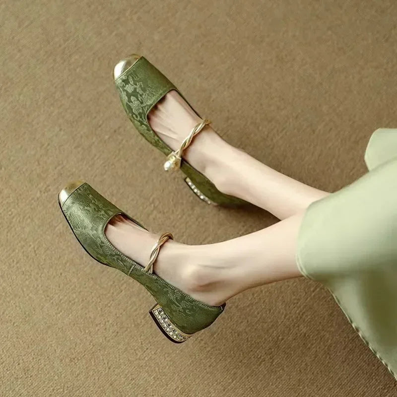 COLETTE | LUXE PEARL-STRAP VINTAGE PUMPS