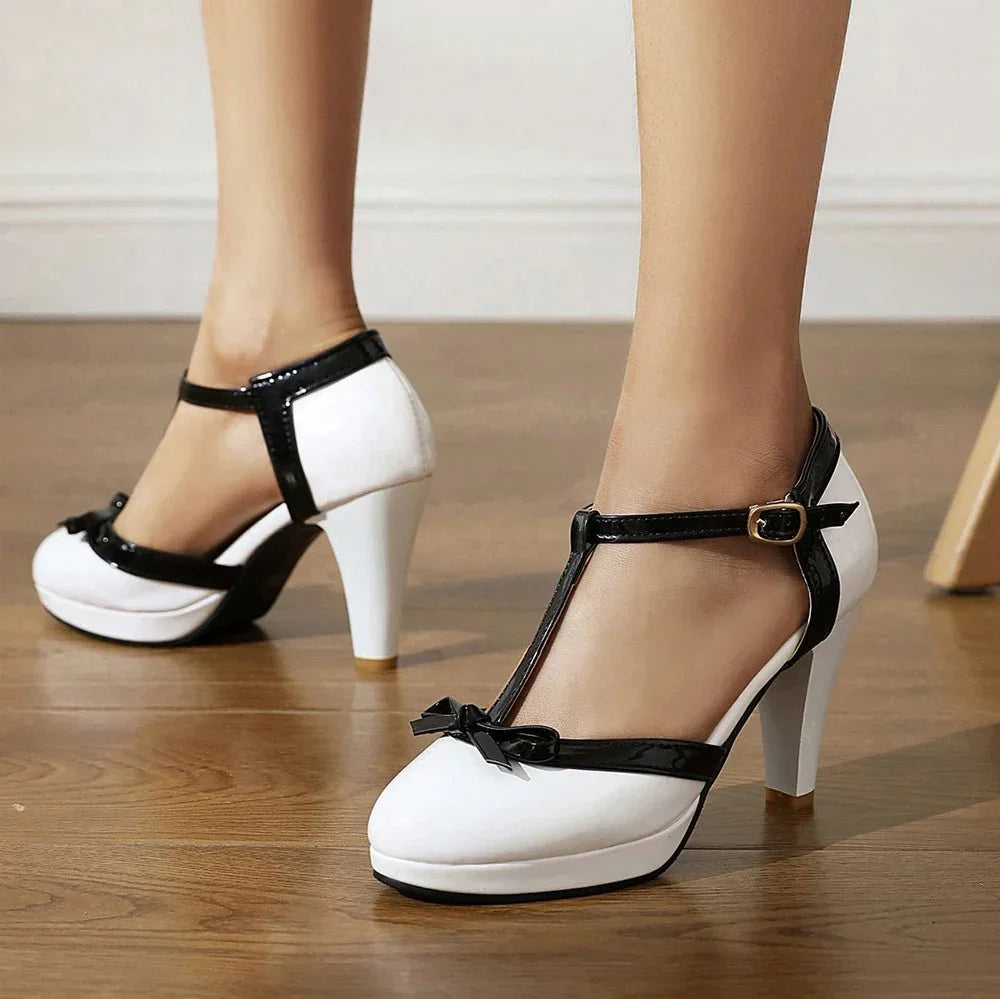 ELISE | ELEGANT BOW T-STRAP PLATFORM HEELS