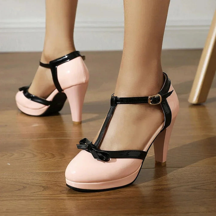 ELISE | ELEGANT BOW T-STRAP PLATFORM HEELS
