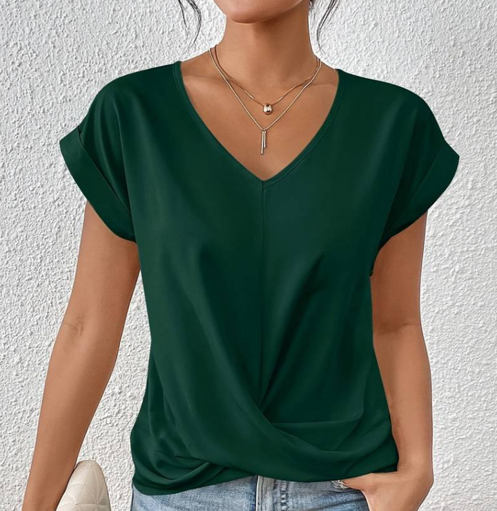 MARGA | CHIC TWIST FRONT V-NECK BLOUSE