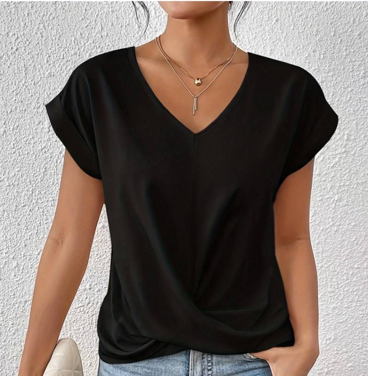 MARGA | CHIC TWIST FRONT V-NECK BLOUSE