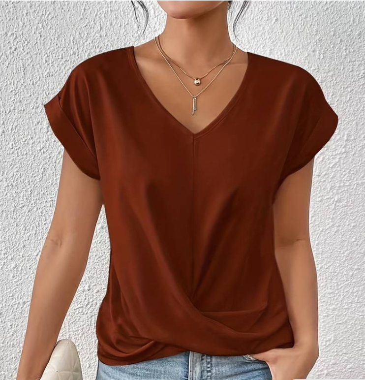 MARGA | CHIC TWIST FRONT V-NECK BLOUSE