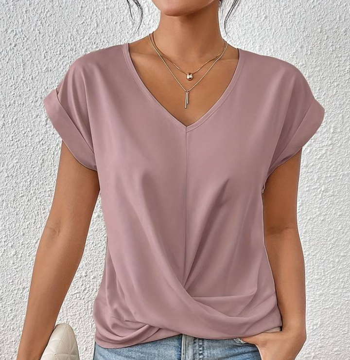 MARGA | CHIC TWIST FRONT V-NECK BLOUSE